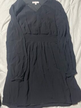 GB girls Black Long Sleeve V-Neck Smocked Waist Dress